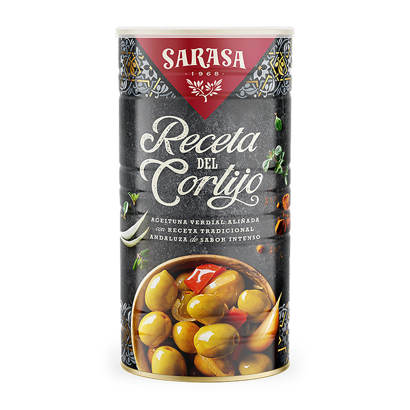 ACEITUNAS VERDES C/H ALIÑADAS RECETA DEL CORTIJO 6/2Kg (750gr P.N.E.)